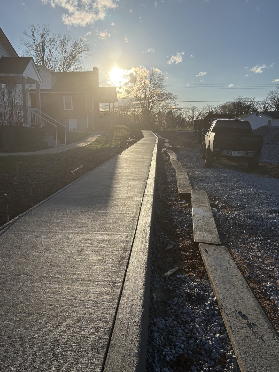 Finished concrete sidewalk