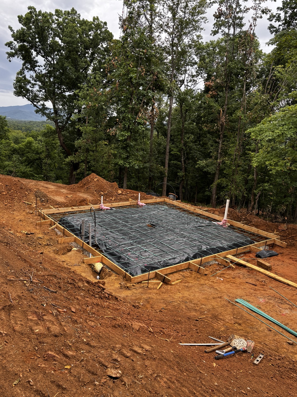 Rebar and moisture barrier preparation